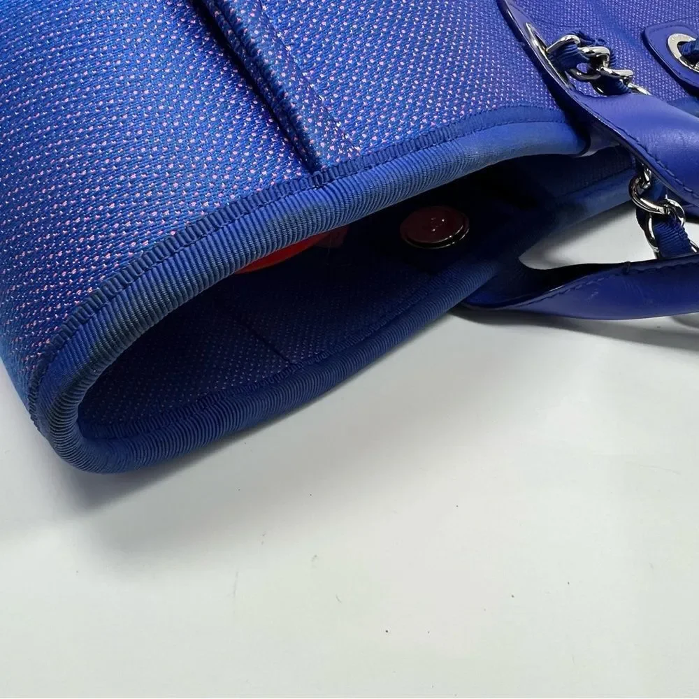 Chanel SS21 Electric Blue Neon Orange Medium Deauville Tote Bag